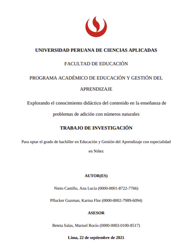 Explorando conocimiento didáctico del contenido en la enseñanza de problemas de adición con números naturales