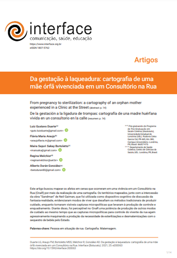 Da gestação à laqueadura: cartografia de uma mãe órfã vivenciada em um Consultório na Rua