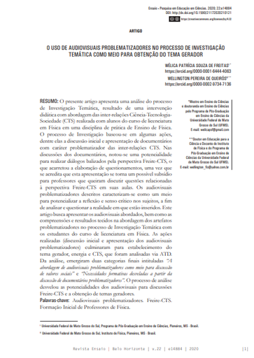 O USO DE AUDIOVISUAIS PROBLEMATIZADORES NO PROCESSO DE INVESTIGAÇÃO TEMÁTICA COMO MEIO PARA OBTENÇÃO DO TEMA GERADOR