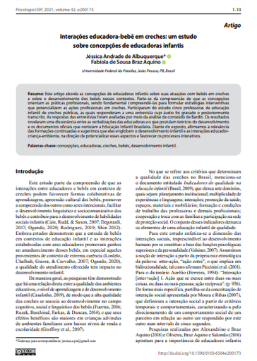 Interações educadora-bebê em creches: um estudo sobre concepções de educadoras infantis