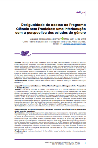 Desigualdade de acesso ao Programa Ciência sem Fronteiras: uma interlocução com a perspectiva dos estudos de gênero