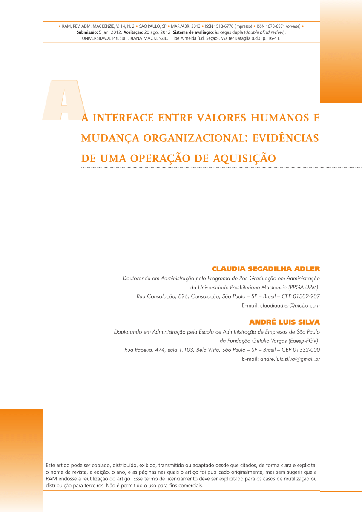 A interface entre valores humanos e mudança organizacional: evidências de uma operação de aquisição