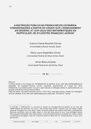 A instrução pública na França revolucionária: considerações a partir do Essais Sur L'enseignement En General Et Sur Celui Des Mathématiques En Particulier, de Sylvestre-François Lacroix