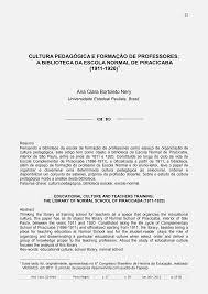 Cultura pedagógica e formação de professores: a biblioteca da escola normal de Piracicaba (1911-1920)