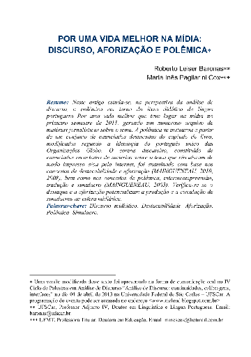 Por uma vida melhor na mídia: discurso, aforização e polêmica