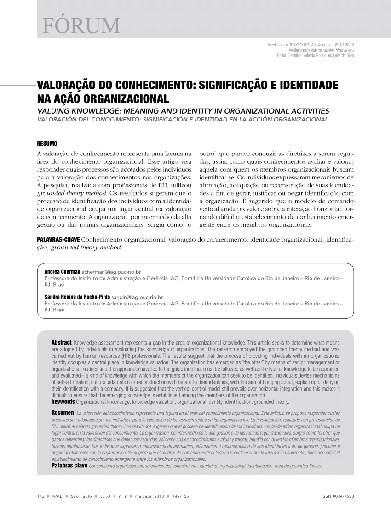 Valoração do conhecimento: significação e identidade na ação organizacional