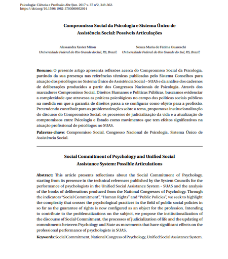 Compromisso Social da Psicologia e Sistema Único de Assistência Social: Possíveis Articulações