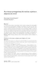 As crianças protagonistas de notícias: sujeitos e objectos de crime
