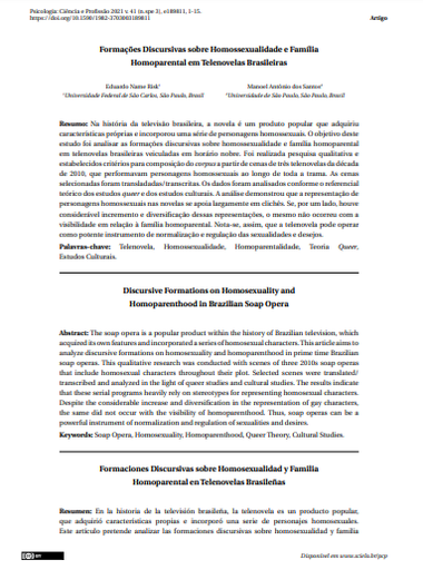 Formações Discursivas sobre Homossexualidade e Família Homoparental em Telenovelas Brasileiras