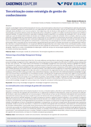 Terceirização como estratégia de gestão do conhecimento