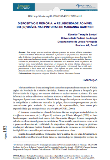 DISPOSITIVO E MEMÓRIA: A RELIGIOSIDADE AO NÍVEL DO (IN)VISÍVEL NAS PINTURAS DE MARIANNA GARTNER