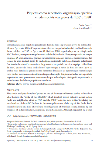 Piquetes como repertório: organização operária e redes sociais nas greves de 1957 e 1980