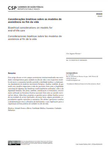 Considerações bioéticas sobre os modelos de assistência no fim da vida