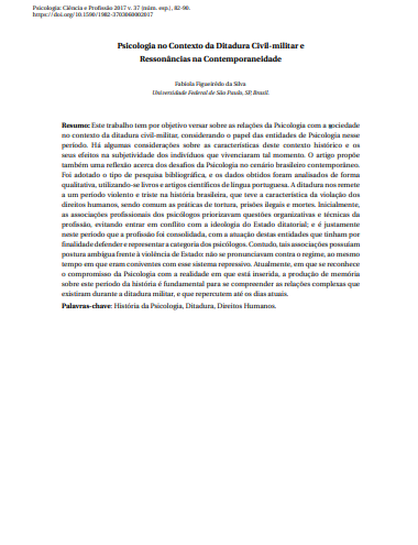 Psicologia no Contexto da Ditadura Civil-militar e Ressonâncias na Contemporaneidade