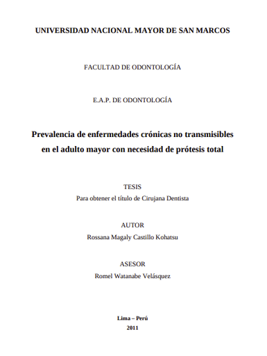 Prevalencia de enfermedades crónicas no transmisibles en el adulto mayor con necesidad de prótesis total