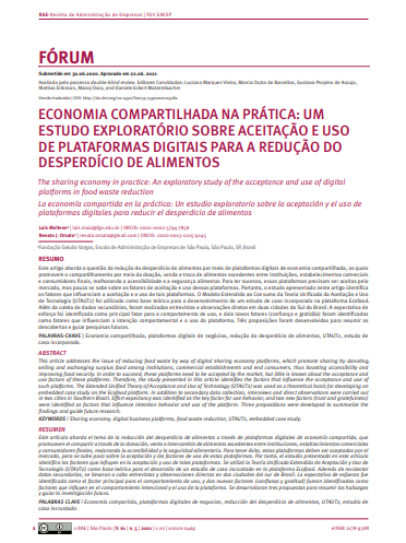 ECONOMIA COMPARTILHADA NA PRÁTICA: UM ESTUDO EXPLORATÓRIO SOBRE ACEITAÇÃO E USO DE PLATAFORMAS DIGITAIS PARA A REDUÇÃO DO DESPERDÍCIO DE ALIMENTOS