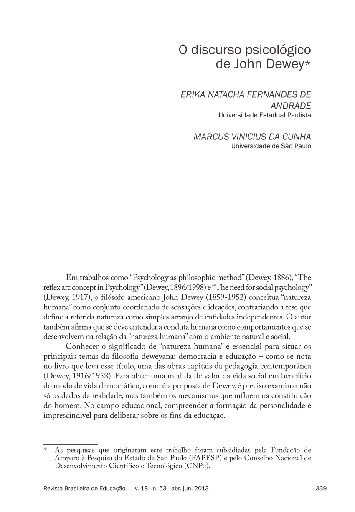 O discurso psicológico de John Dewey