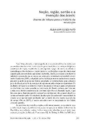 Nação, região, sertão e a invenção dos brasis: chaves de leitura para a história da educação