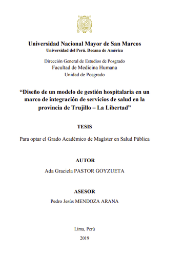 Diseño de un modelo de gestión hospitalaria en la provincia de Trujillo- La Libertad