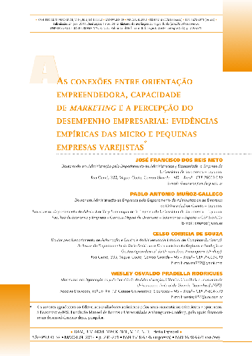 As conexões entre orientação empreendedora, capacidade de marketing e a percepção do desempenho empresarial: evidências empíricas das micro e pequenas empresas varejistas