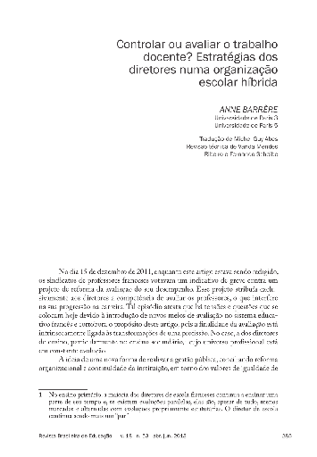 Controlar ou avaliar o trabalho docente?: estratégias dos diretores numa organização escolar híbrida