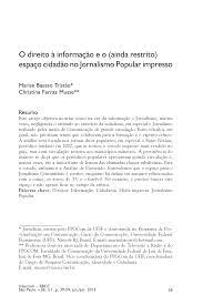 O direito à informação e o (ainda restrito) espaço cidadão no Jornalismo Popular impresso