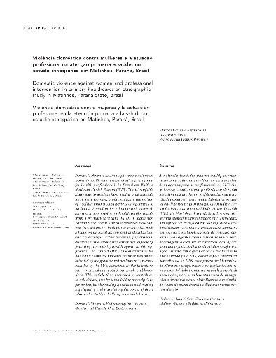 Violência doméstica contra mulheres e a atuação profissional na atenção primária à saúde: um estudo etnográfico em Matinhos, Paraná, Brasil