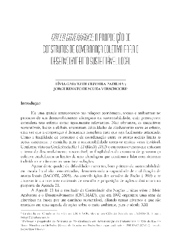 Green Governance: a proposição de construtos de governança coletiva para o desenvolvimento sustentável local