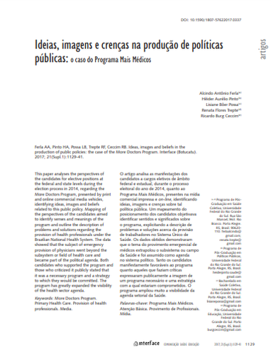 Ideias, imagens e crenças na produção de políticas públicas: o caso do Programa Mais Médicos