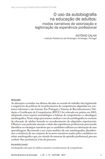 O uso da autobiografia na educação de adultos: modos narrativos de valorização e legitimação da experiência profissional