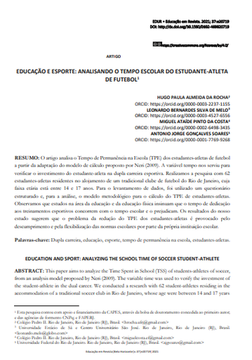 EDUCAÇÃO E ESPORTE: ANALISANDO O TEMPO ESCOLAR DO ESTUDANTE-ATLETA DE FUTEBOL