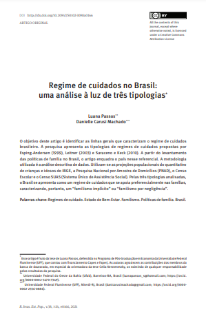 Regime de cuidados no Brasil: uma análise à luz de três tipologias