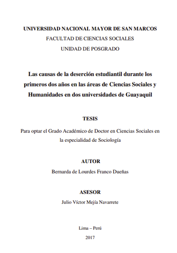 Las causas de la deserción estudiantil en los 2 primeros años en dos Universidades de Guayaquil