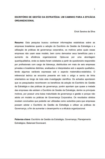 Escritório de gestão da estratégia: um caminho para a eficácia organizacional