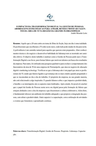 O impacto da transformação digital na gestão de pessoas: abordagens estratégicas para atrair, reter e motivar talentos da área de TI na região da grande Florianópolis