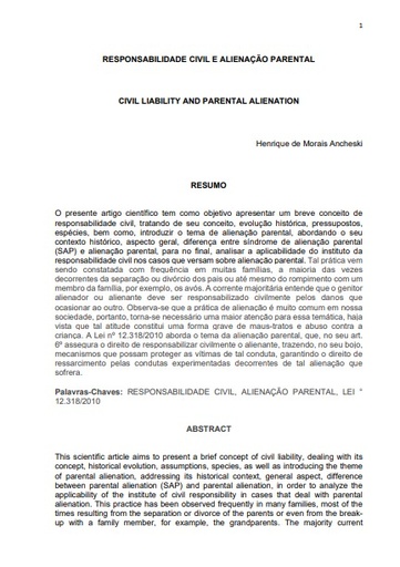 Responsabilidade civil e alienação parental