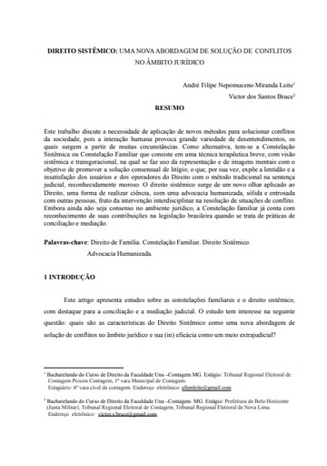 Direito sistêmico: uma nova abordagem de solução de conflitos no âmbito jurídico