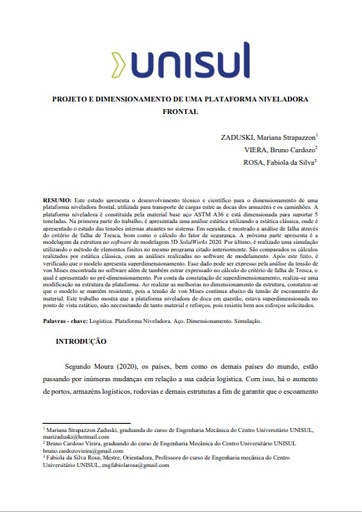 Projeto e dimensionamento de uma plataforma niveladora frontal