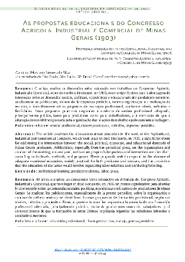 As propostas educacionais do Congresso Agrícola, Industrial e Comercial de Minas Gerais (1903)