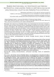 Saber profissional do professor que ensina matemática: discussões teórico-metodológicas de uma pesquisa coletiva em perspectiva histórica