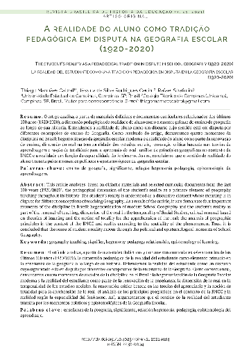 A realidade do aluno como tradição pedagógica em disputa na geografia escolar (1920-2020)