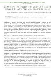 Os primeiros professores de língua inglesa do século XIX: lutas pela valorização do idioma