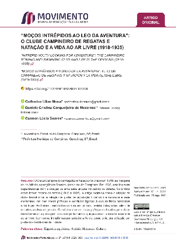 “MOÇOS INTRÉPIDOS AO LEO DA AVENTURA”: O CLUBE CAMPINEIRO DE REGATAS E NATAÇÃO E A VIDA AO AR LIVRE (1918-1935)