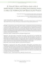 A trajetória histórica das leis e diretrizes curriculares nacionais para a área de formação em Educação Física