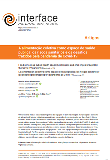 A alimentação coletiva como espaço de saúde pública: os riscos sanitários e os desafios trazidos pela pandemia de Covid-19