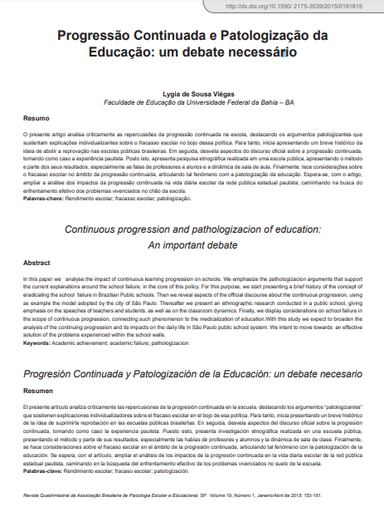 Progressão Continuada e Patologização da Educação: um debate necessário