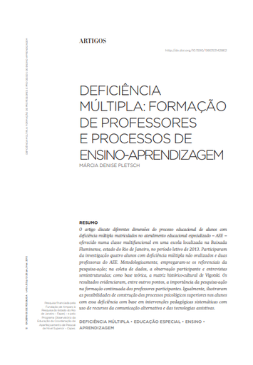 Deficiência múltipla: formação de professores e processos de ensino-aprendizagem