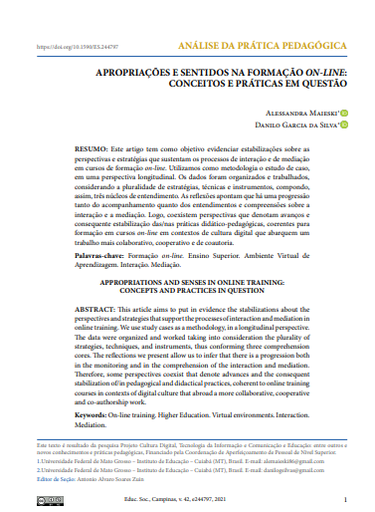 APROPRIAÇÕES E SENTIDOS NA FORMAÇÃO ON-LINE: CONCEITOS E PRÁTICAS EM QUESTÃO