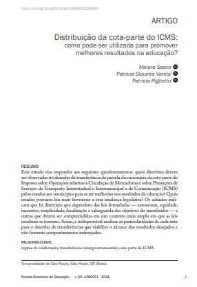 Distribuição da cota-parte do ICMS: como pode ser utilizada para promover melhores resultados na educação?