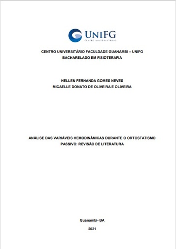 Análise das variáveis hemodinâmicas durante o ortostatismo passivo: revisão de literatura